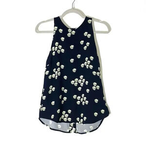 ALC Silk Floral Navy Sleeveless Tank Blouse Size Small